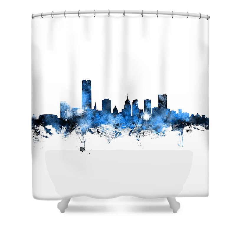 Oklahoma City Shower Curtain featuring the digital art Oklahoma City Skyline by Michael Tompsett