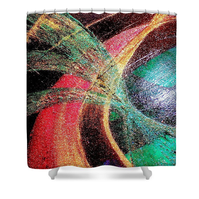 Oneness.space Shower Curtain featuring the painting Oneness #1 by Kumiko Mayer
