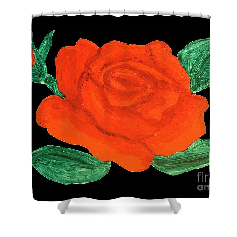 Red Shower Curtain featuring the painting Red rose, painting #9 by Irina Afonskaya