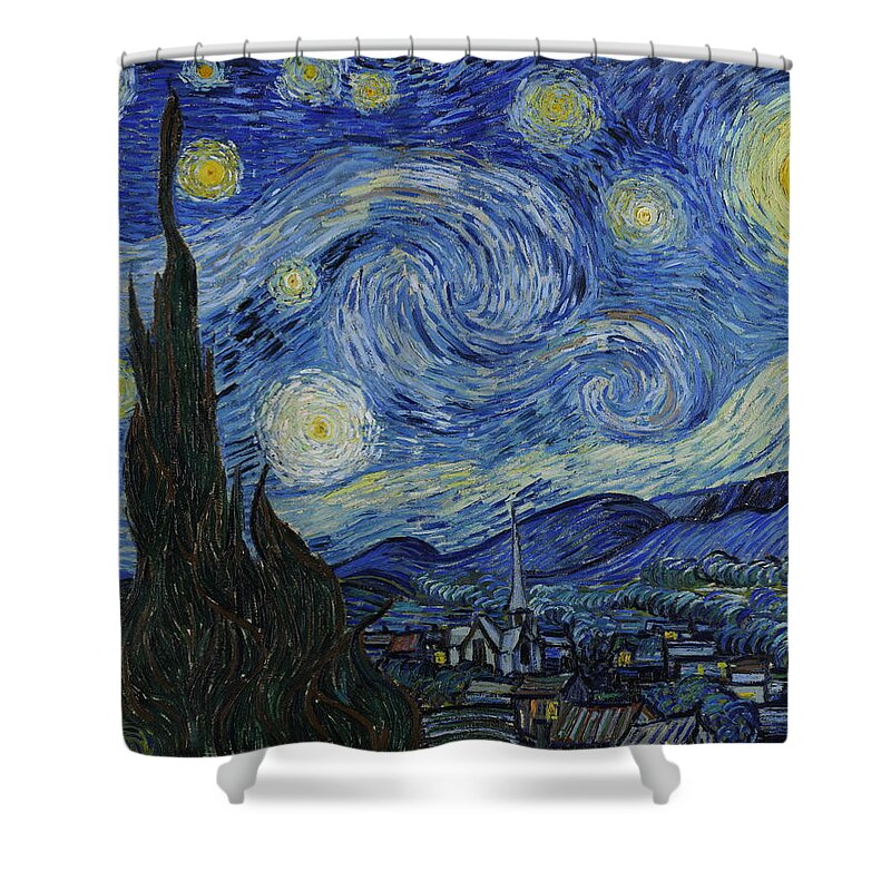 Starry Night Shower Curtain featuring the painting The Starry Night by Vincent van Gogh