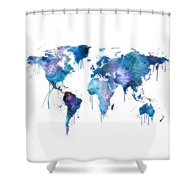 Watercolor Map Of The World Map Shower Curtain For Sale By Michael