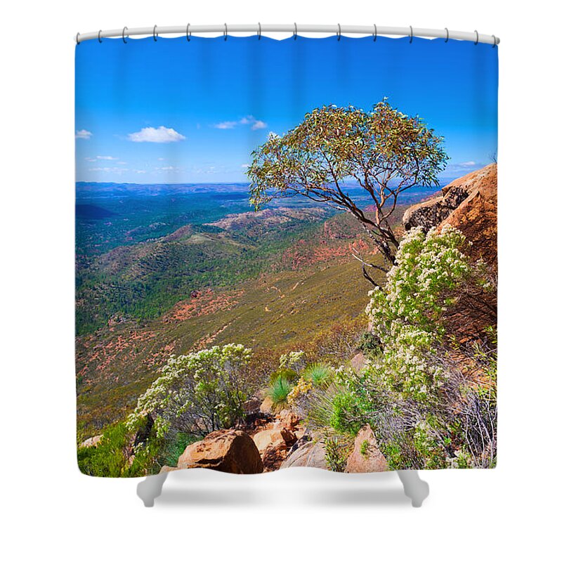 Wilpena Pound Flinders Ranges South Australia Australian Landscape Landscapes Outback Beautiful Sunny Day Shower Curtain featuring the photograph Wilpena Pound #9 by Bill Robinson