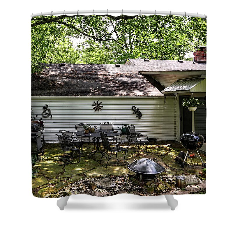 Real Estate Photography Shower Curtain featuring the photograph 908 Patio View by Jeff Kurtz