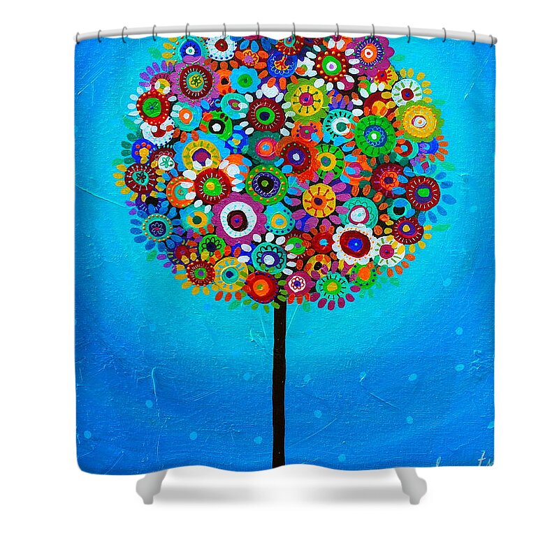 Tree Shower Curtain featuring the painting Tree Of Life #92 by Pristine Cartera Turkus