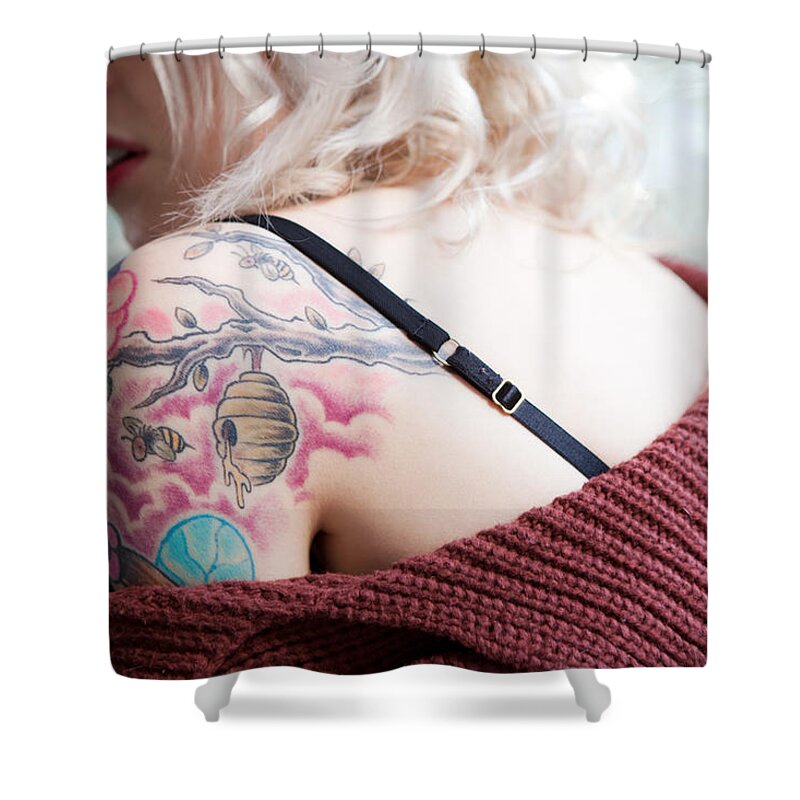 Model Shower Curtain featuring the photograph Model #99 by Jackie Russo