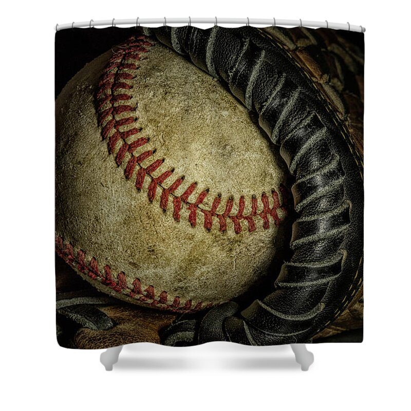 Baseball Shower Curtain featuring the photograph A Baseball Still Life by Tom Mc Nemar