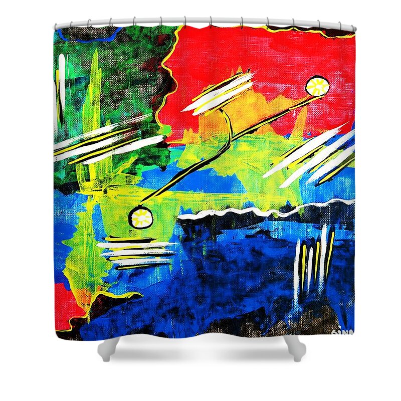 Beautiful Shower Curtain featuring the painting A beautiful world by Gina Nicolae Johnson