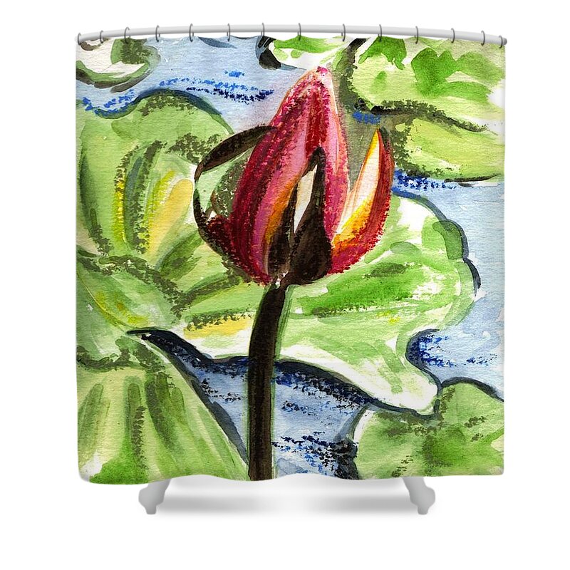 Water Lilies Shower Curtain featuring the painting A Birth Of A Life by Harsh Malik