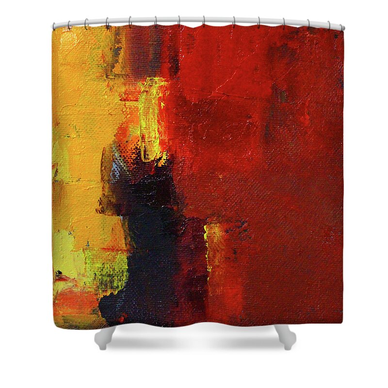 Large Red Abstract Painting Shower Curtain featuring the painting A Bit of Red by Nancy Merkle