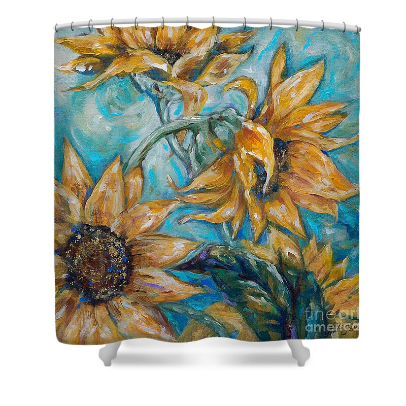 Sunshine Shower Curtain featuring the painting A Bit of Sunshine by Linda Olsen
