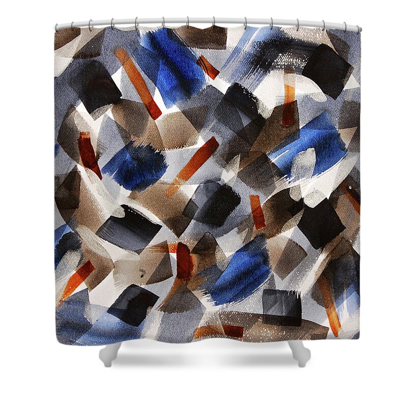 Expressive Abstract Shower Curtain featuring the painting A Blizzard of Doubt by Rein Nomm