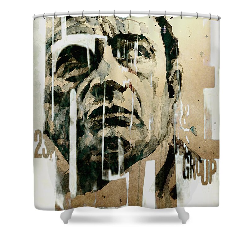 Johnny Cash Shower Curtain featuring the painting A Boy Named Sue by Paul Lovering