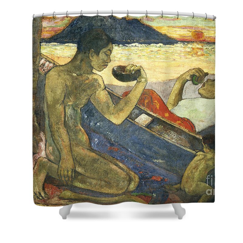 A Canoe Shower Curtain featuring the painting A Canoe by Paul Gauguin