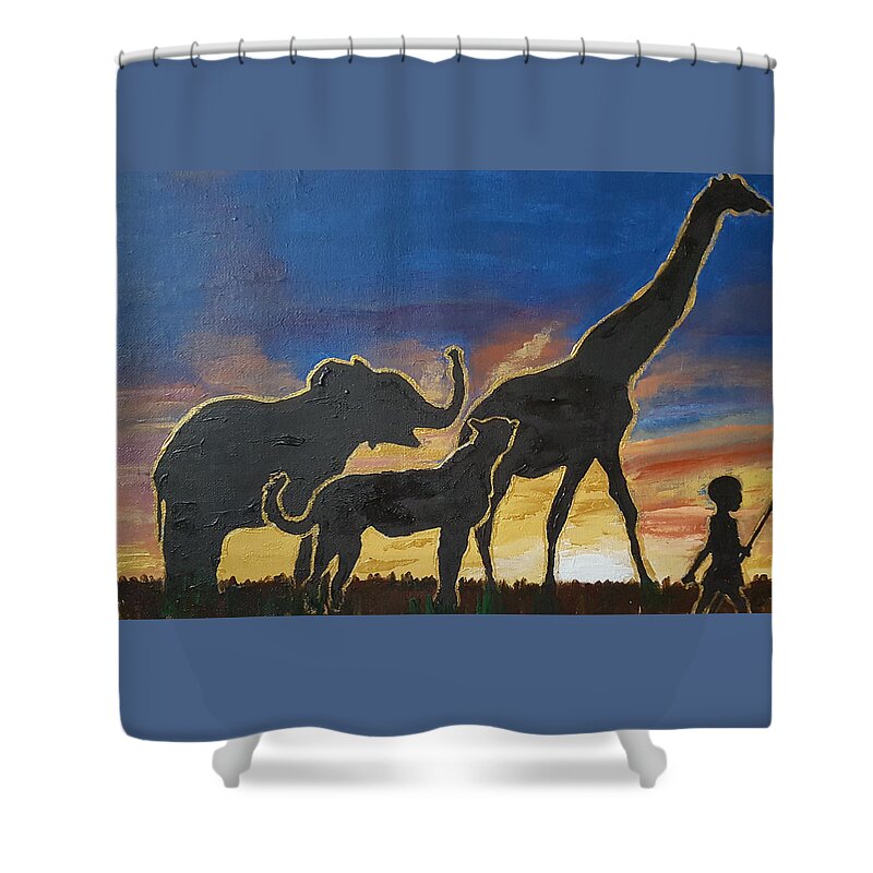 Bible Shower Curtain featuring the painting A Child Will Lead Them - 1 by Rachel Natalie Rawlins