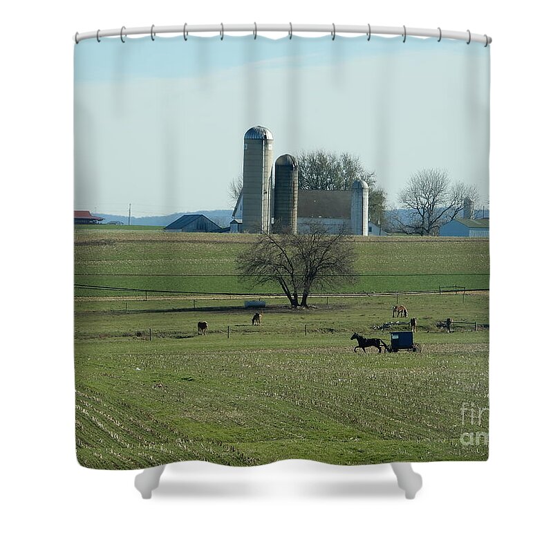 Amish Shower Curtain featuring the photograph A Clear November Day by Christine Clark