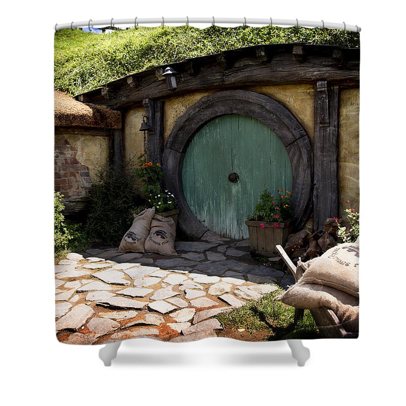 The Shire Shower Curtain featuring the photograph A Colorful Hobbit Home by Kathryn McBride