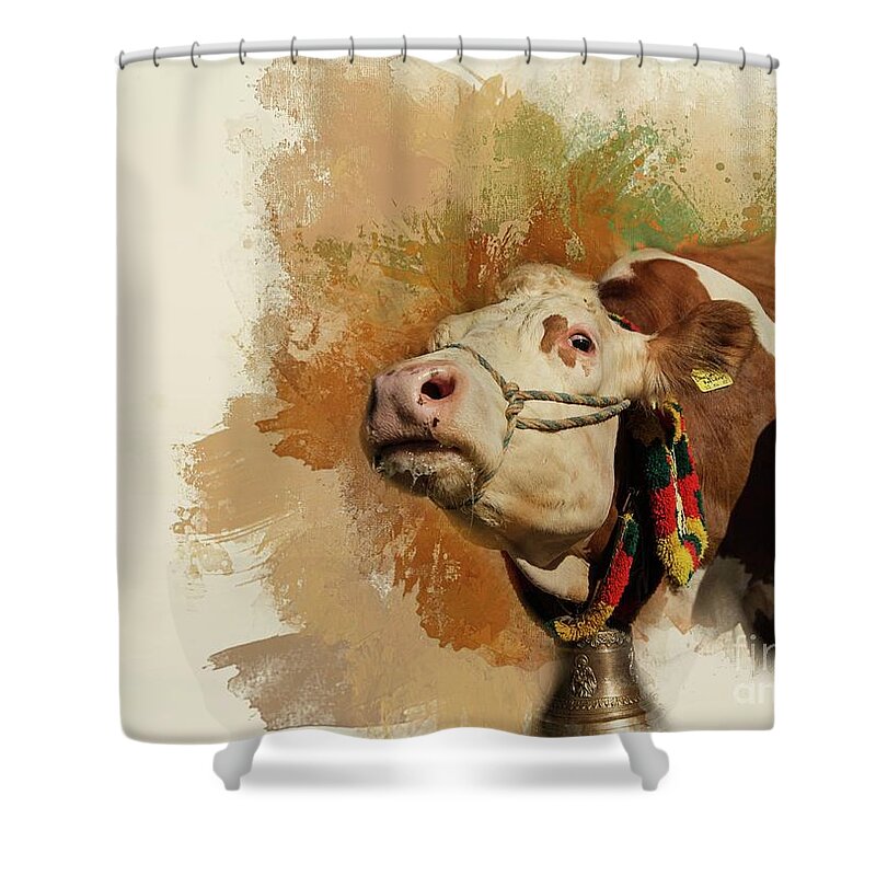 Cow Shower Curtain featuring the photograph A Cow With a Character by Eva Lechner