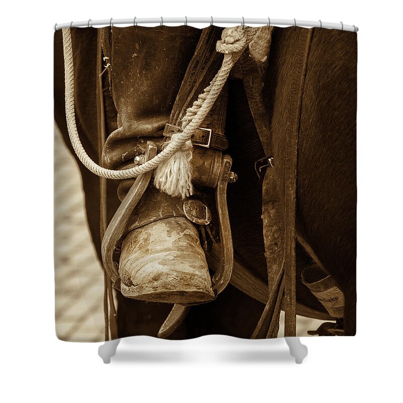 Cowboy Shower Curtain featuring the photograph A Cowboy's Boot by Jeanne May