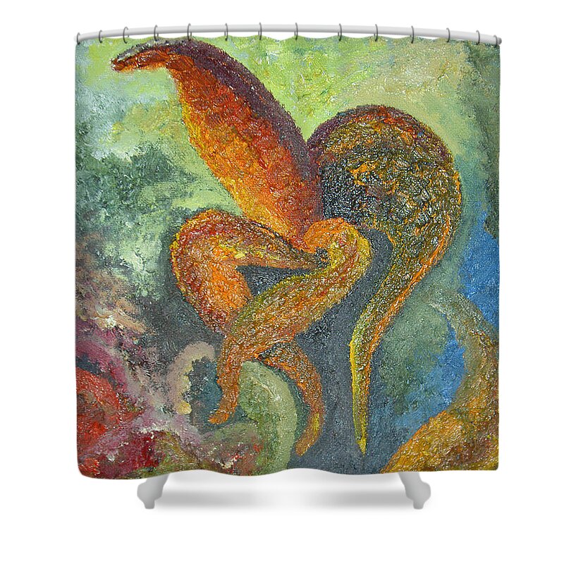 Flower Shower Curtain featuring the painting A Dancing Flower by Karina Ishkhanova