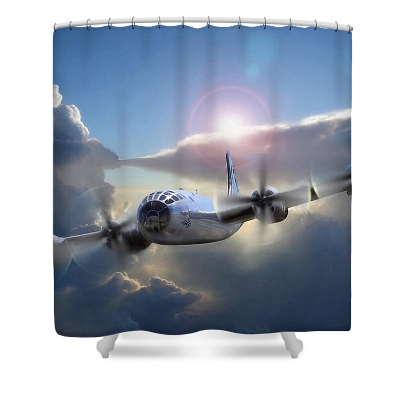 Aviation Shower Curtain featuring the digital art A Date With Destiny by Peter Chilelli