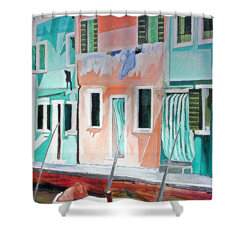 Italy Shower Curtain featuring the painting A Day In Burrano by Patricia Arroyo