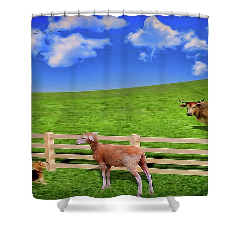 Cow Shower Curtain featuring the photograph A Field by Larry Mulvehill
