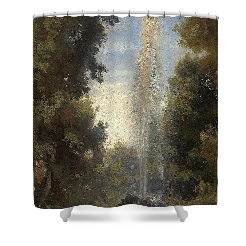Oswald Achenbach Shower Curtain featuring the painting A Fountain In Frascati by MotionAge Designs