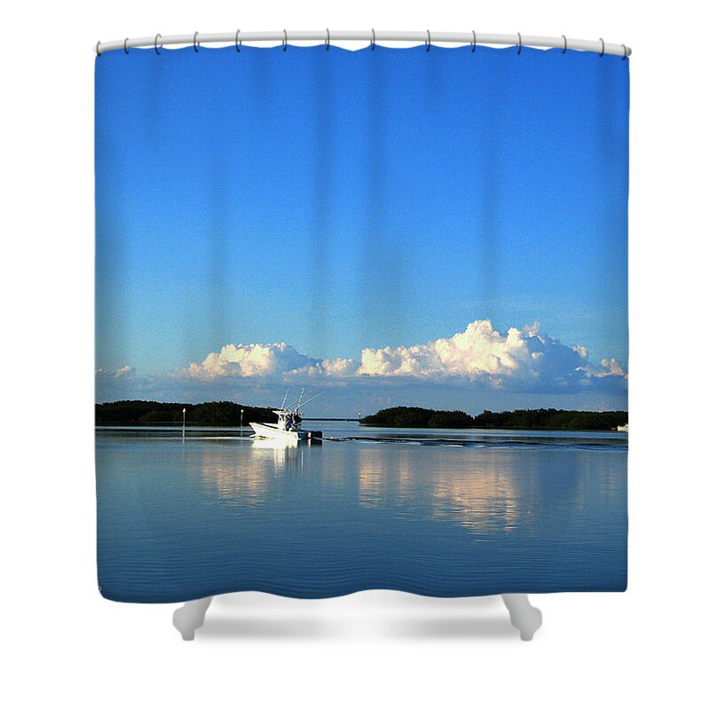 Boat Shower Curtain featuring the photograph A Glass Sea by Susan Vineyard