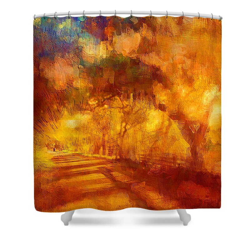 Landscape Shower Curtain featuring the photograph A golden day by Suzy Norris