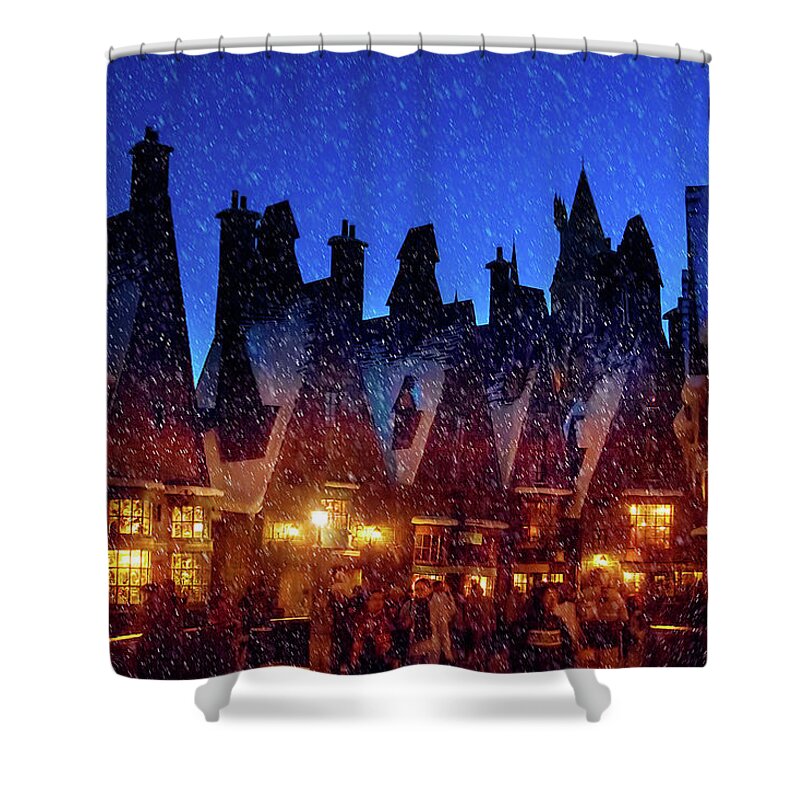 Harry Potter Shower Curtain featuring the photograph A Hogsmeade Christmas Blank by Mark Andrew Thomas