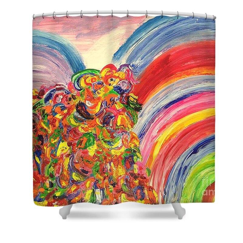 A Joyful Noise Shower Curtain featuring the painting A Joyful Noise by Sarahleah Hankes