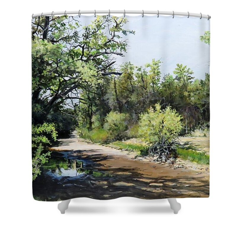 Arizona Shower Curtain featuring the painting A Last Drink by William Brody