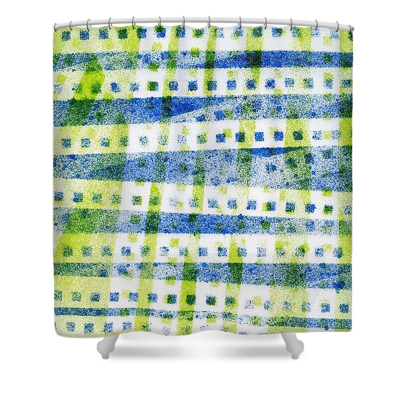 Lori Kingston Shower Curtain featuring the mixed media A Little Bit of Chaos by Lori Kingston