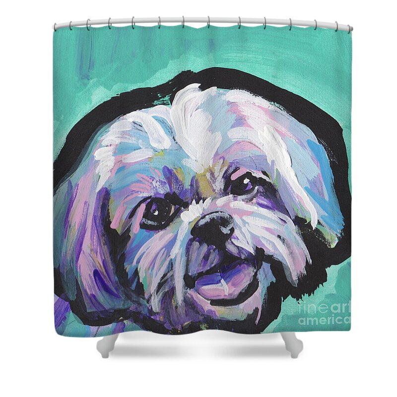 Shih Tzu Shower Curtain featuring the painting A Little Bit of Shitz by Lea