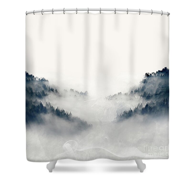 Mountains Shower Curtain featuring the painting A Magical Thing by Bri Buckley