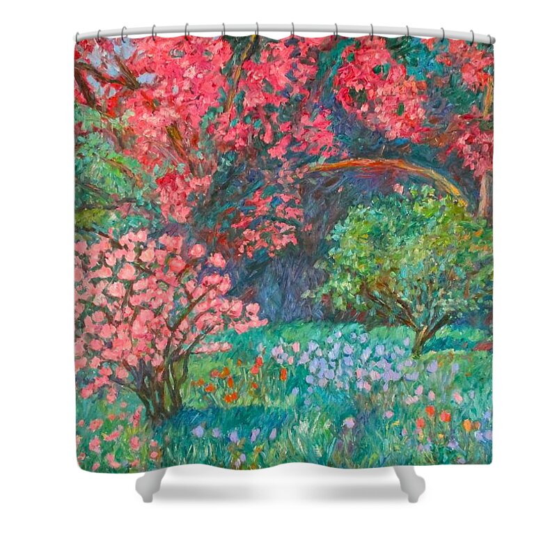 Landscape Shower Curtain featuring the painting A Memory by Kendall Kessler