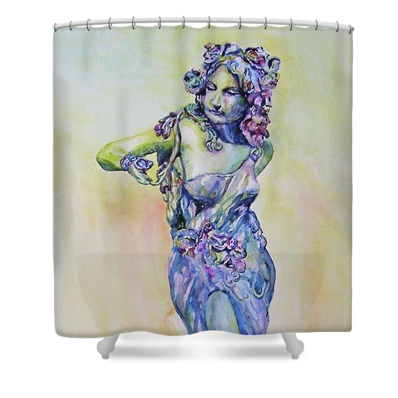 Statue Shower Curtain featuring the painting A Moment In time by Mary Haley-Rocks