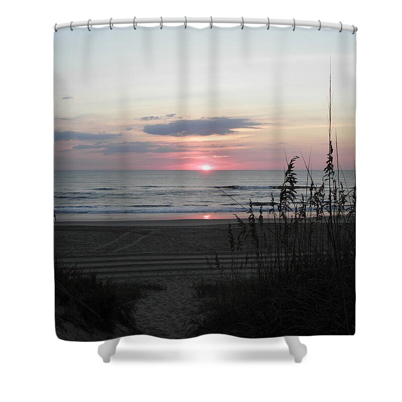 Sunrise Shower Curtain featuring the photograph A Morning Stroll At Sunrise by Kim Galluzzo