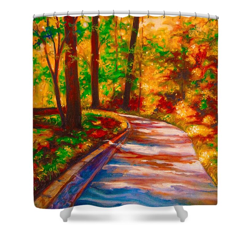 Landscape Shower Curtain featuring the painting A Morning Walk by Emery Franklin