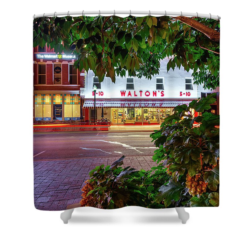 America Shower Curtain featuring the photograph A Night On The Bentonville Arkansas Square by Gregory Ballos