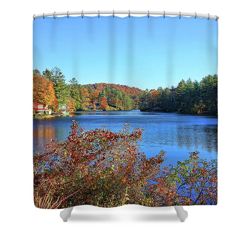 Lake Sequoyah Shower Curtain featuring the photograph A North Carolina Autumn by HH Photography of Florida