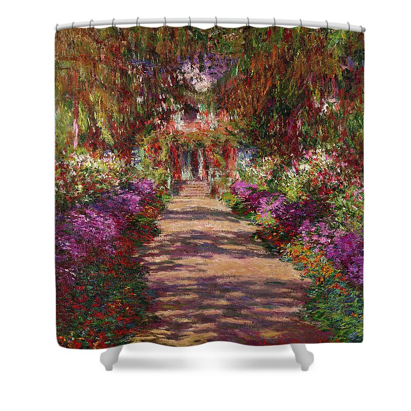 #faatoppicks Shower Curtain featuring the painting A Pathway in Monets Garden Giverny by Claude Monet