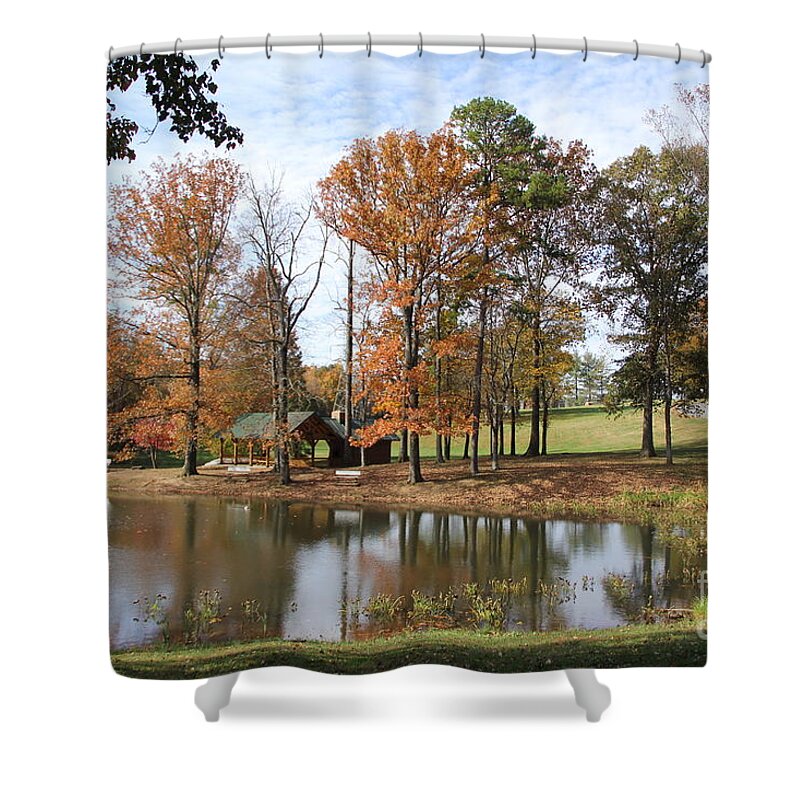 Pond Shower Curtain featuring the photograph A Peaceful Spot by Allen Nice-Webb