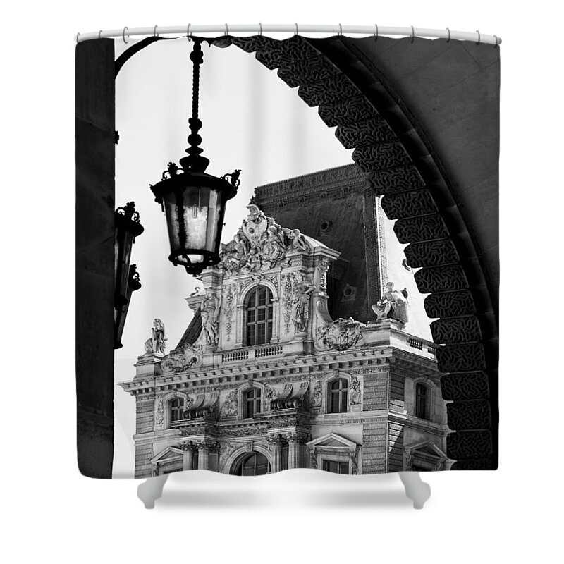 Louvre Shower Curtain featuring the photograph A Peak to The Louvre by Denise Dube