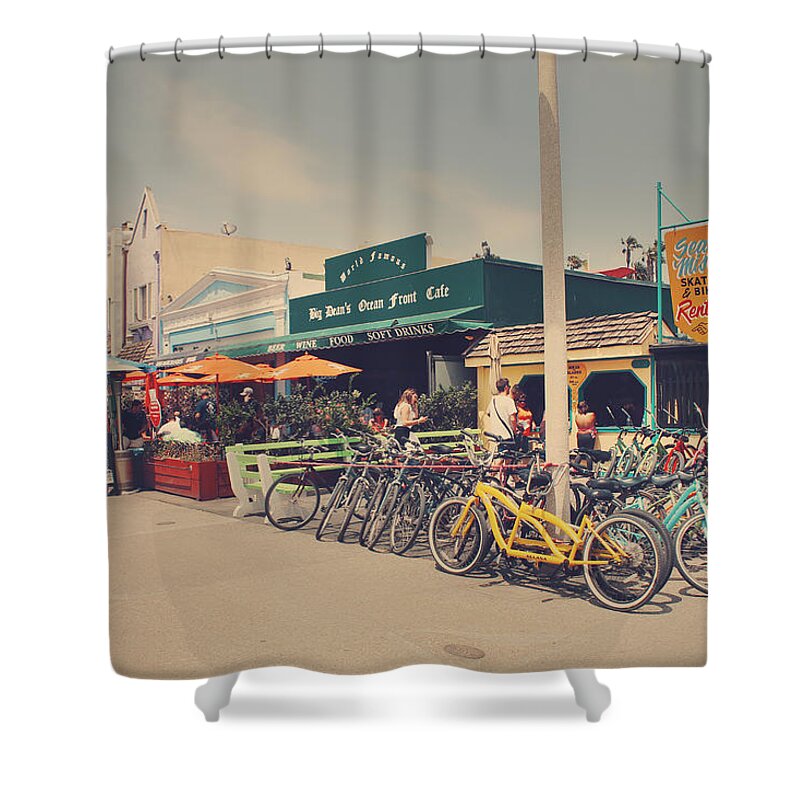 Santa Monica Shower Curtain featuring the photograph A Perfect Day for a Ride by Laurie Search