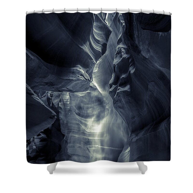 Phantom Shower Curtain featuring the photograph A Phantom Emerges from Antelope Canyon by Jim DeLillo