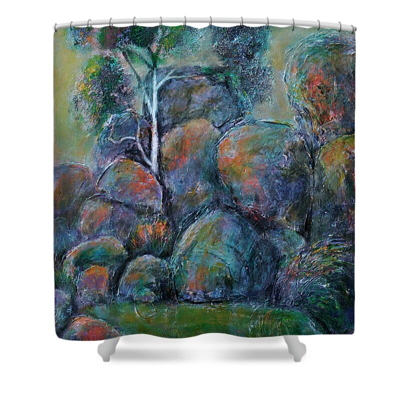 Art Shower Curtain featuring the painting A place without time by Jeremy Holton