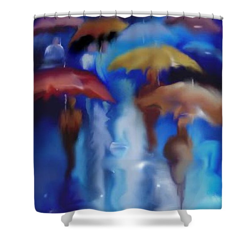 Paris Shower Curtain featuring the digital art A rainy day in Paris by Darren Cannell