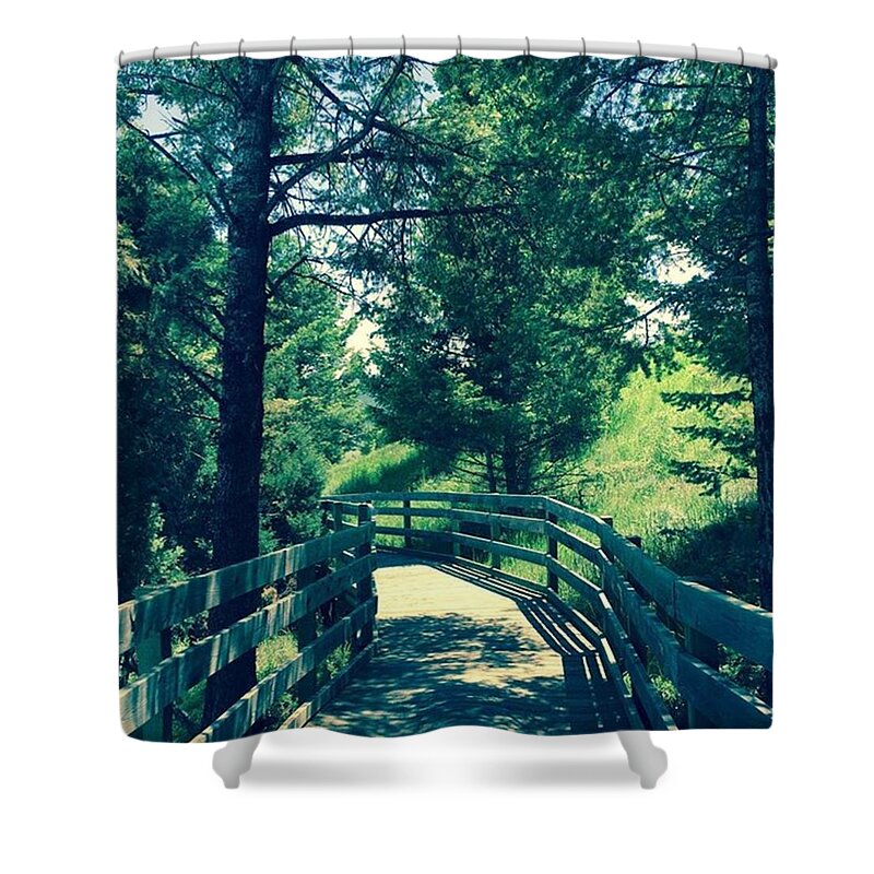 Livingasben Shower Curtain featuring the photograph A Road Of Both Civilization And Nature by Ben Hong