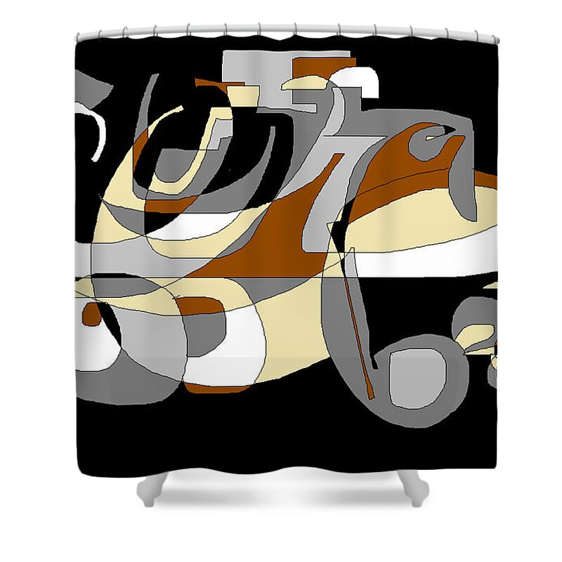 Abstract Digital Art Shower Curtain featuring the digital art A Roller Skate by Nancy Kane Chapman